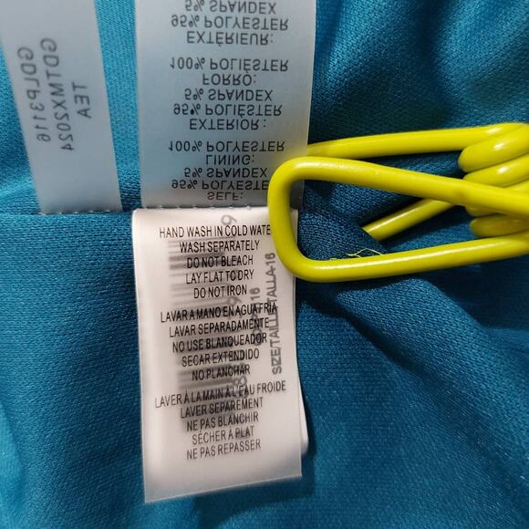 GUESS SZ 16 XL Plus teal gold textured vneck long sleeve ruched dress NWT B137 - Picture 6 of 8